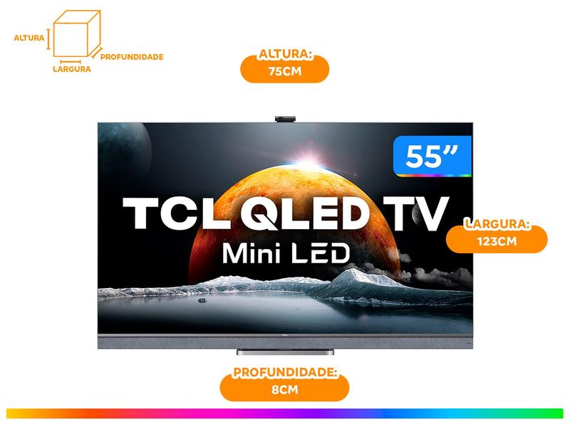 Smart TV 55”4K Mini LED TCL 55C825 VA 120Hz - Wi-Fi Bluetooth
